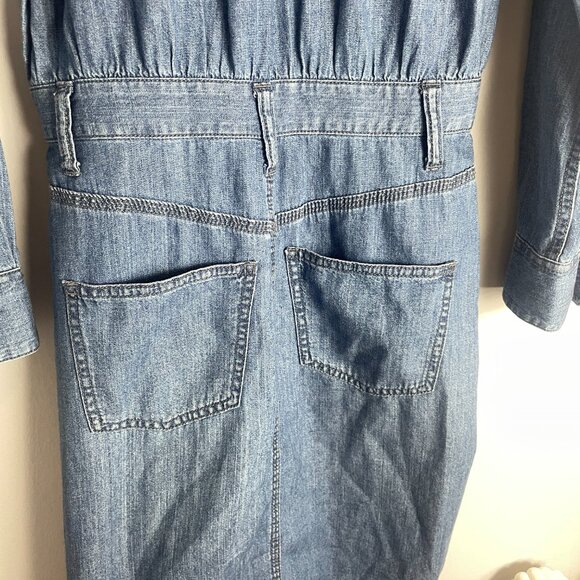 Madewell Blue Denim Midi Shirt Dress Size 00 Preppy Jean Casual - Picture 7 of 9